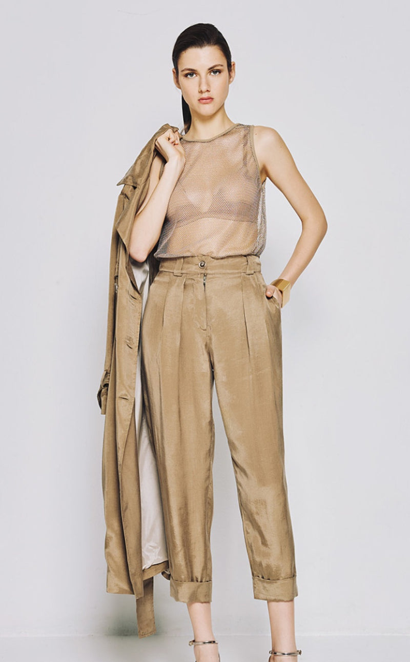 Slouchy Pants with Turn Up Hem