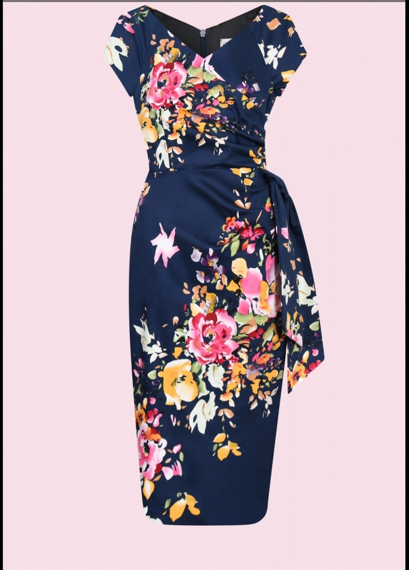 Hourglass Seville pencil dress in navy floral