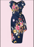 Hourglass Seville pencil dress in navy floral