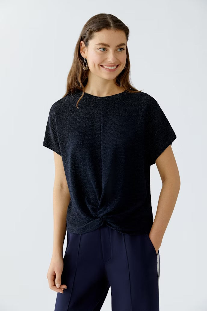 Navy Lurex Top with Know Front