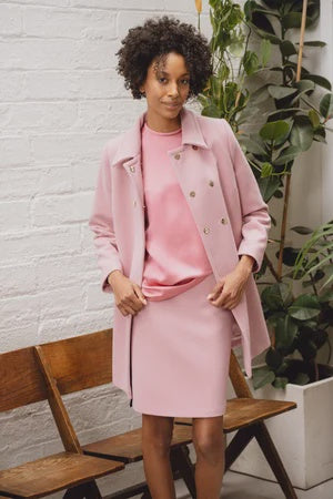 Wool skirt in pink with frill detail