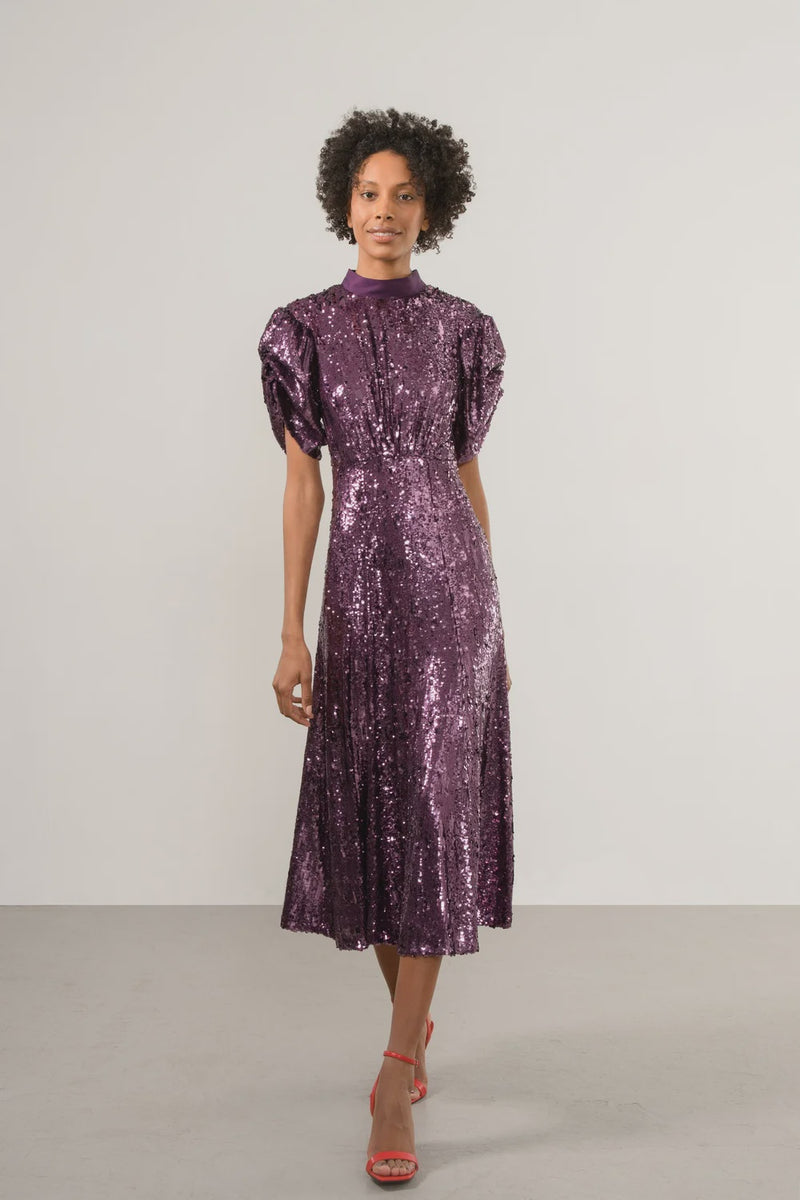 Merry sequinned dress in aubergine