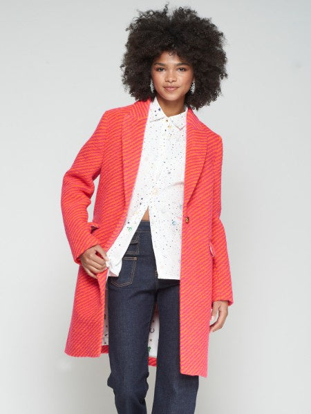 Orange and Pink Diagonal Striped Coat