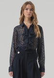 Navy Sheer  Blouse