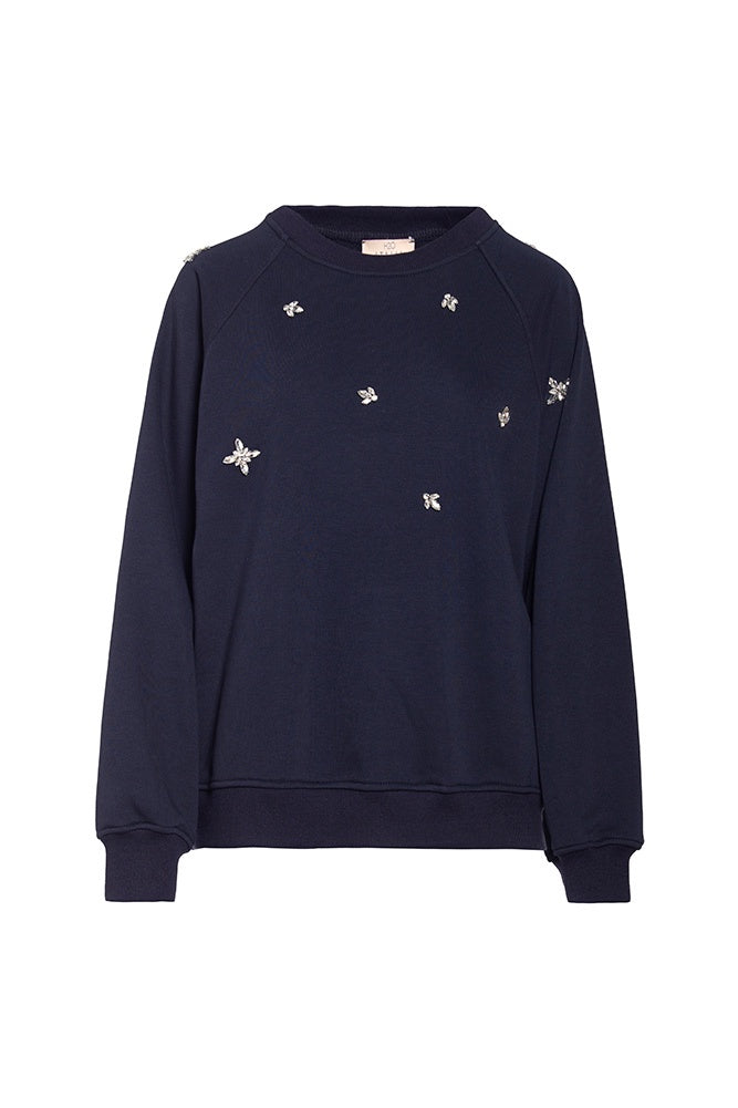 Navy Sweatshirt with Bling Detail