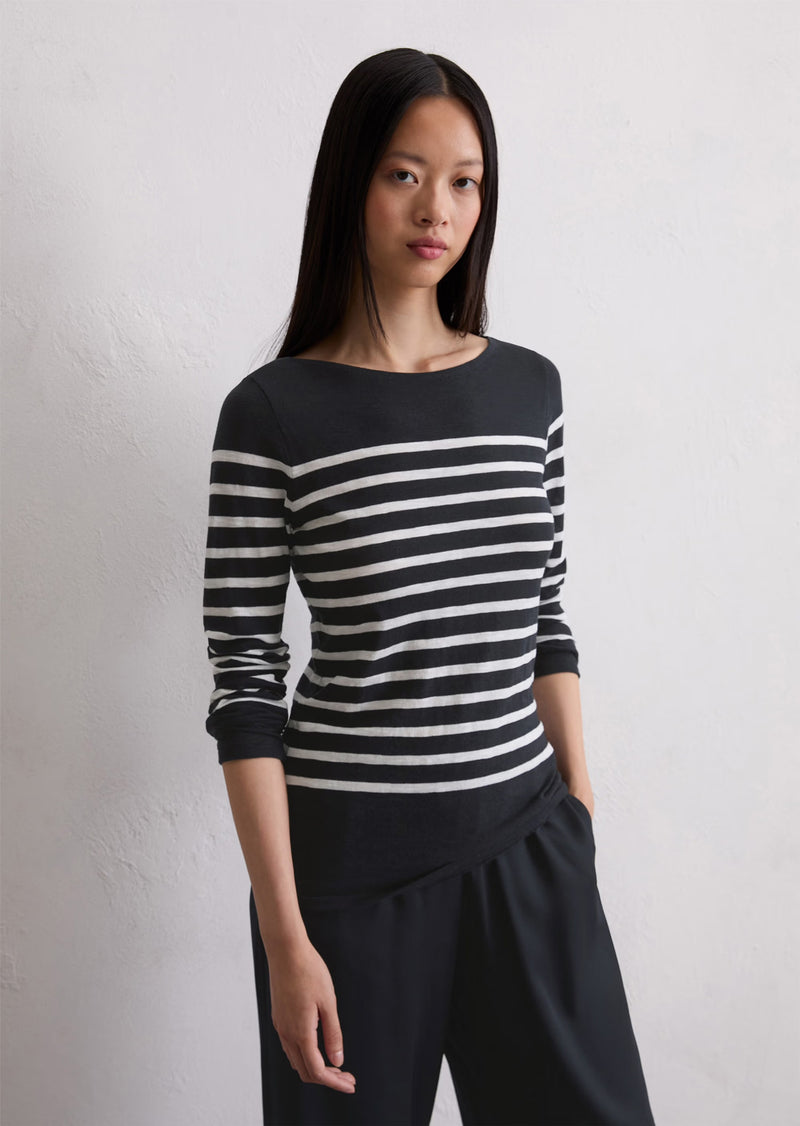 Navy and White Striped Organic Cotton Top