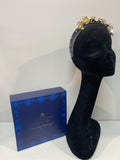 Grey Hairband with Gold and Pearl Embellishments