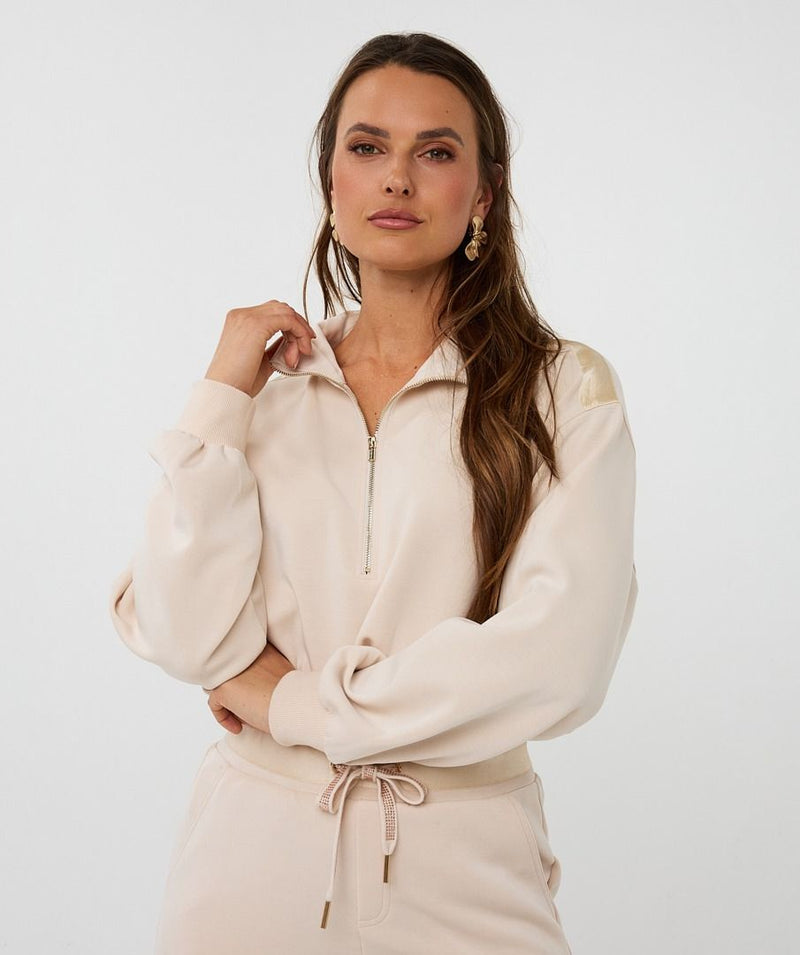 Half Zip Sweater in Natural Modal