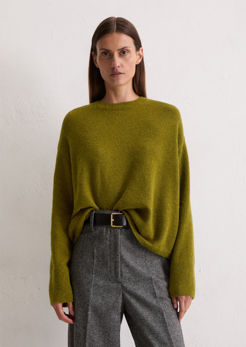 Super Soft Moss Green Alpaca Blend Sweater