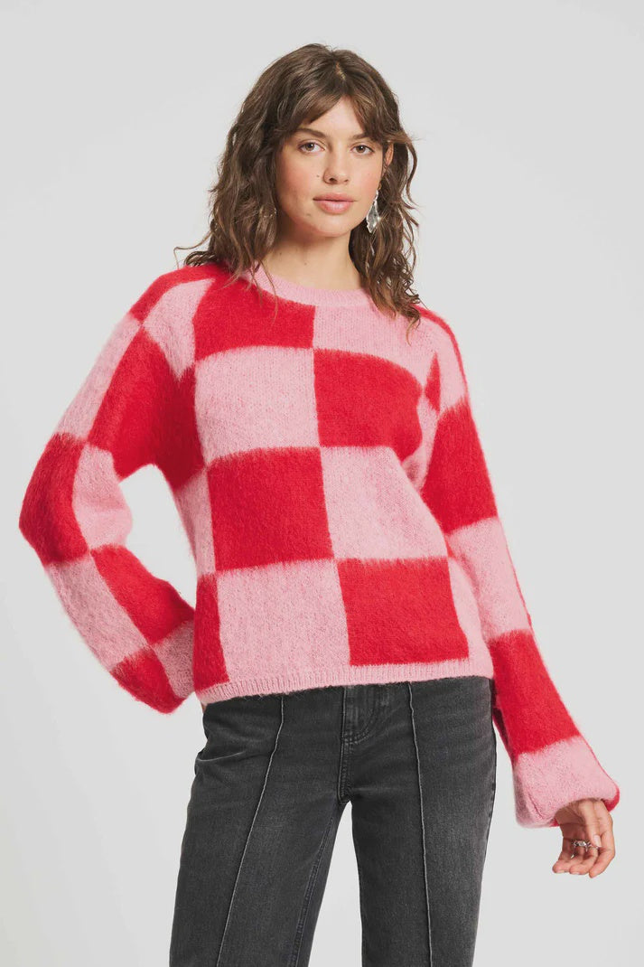 Red and pink Checkerboard Sweater