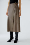 Faux leather wrap skirt