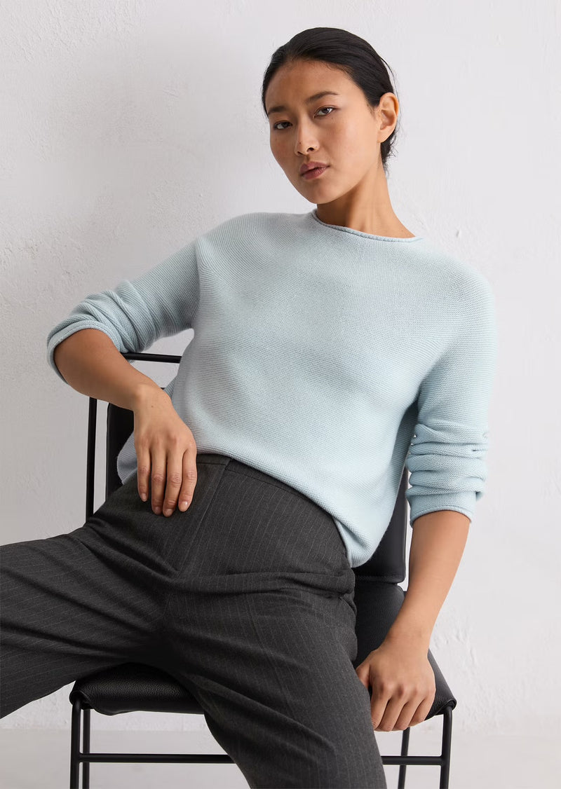 Seamless sweater in silvery blue