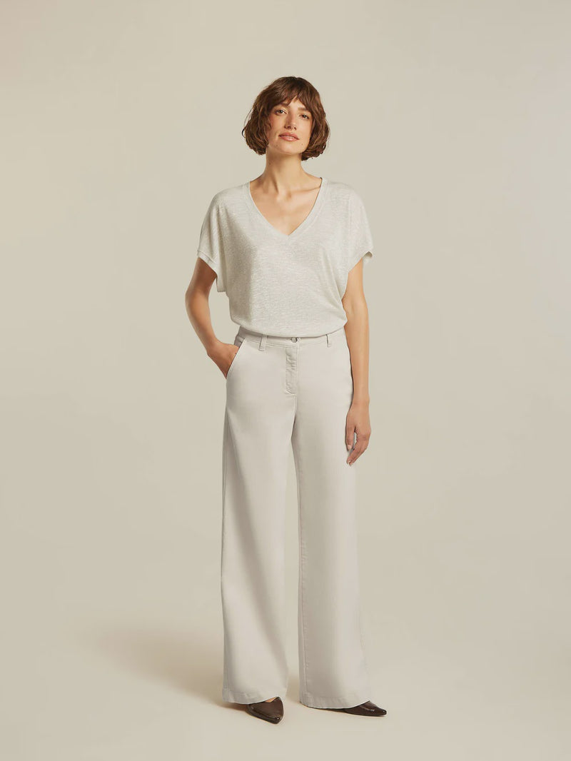 Wide twill trousers in cream