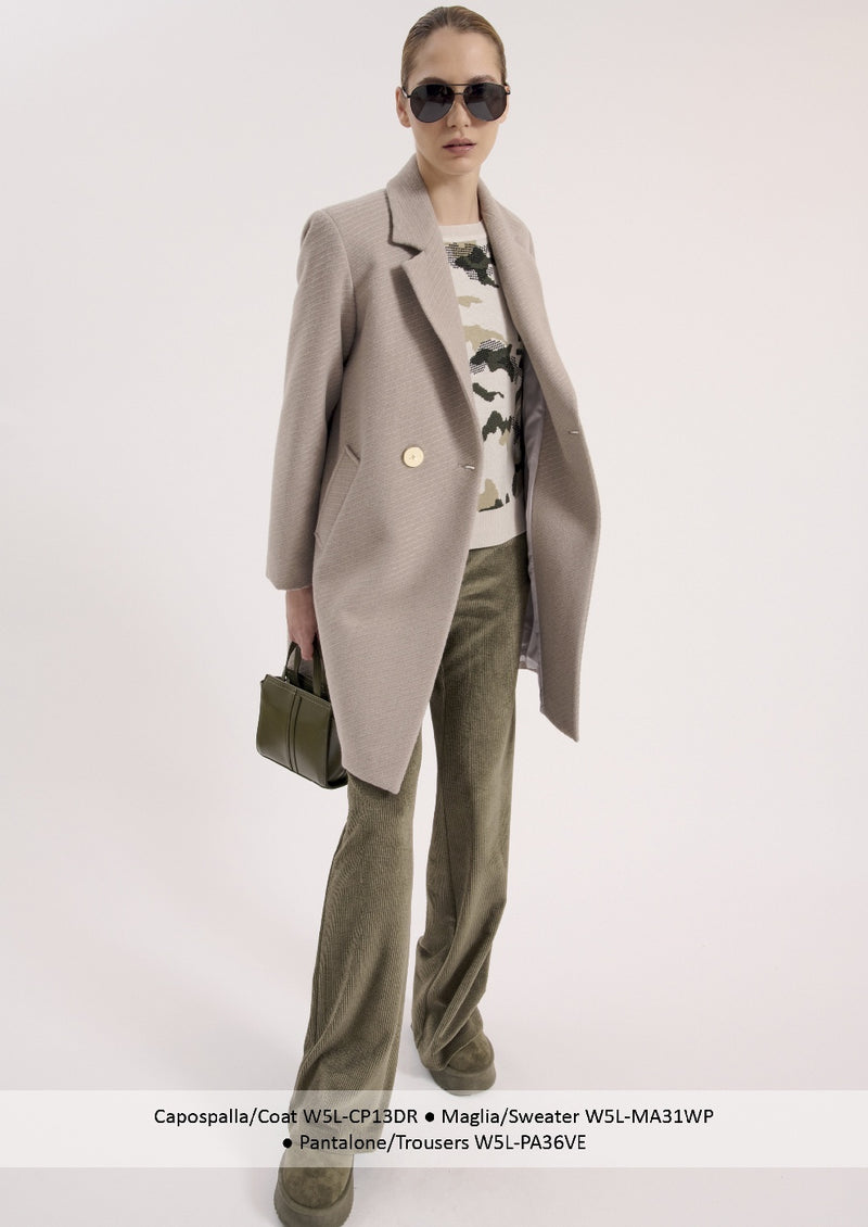 Double breasted driving coat in taupe