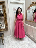 Shirtwaist  Dress in Hot Pink
