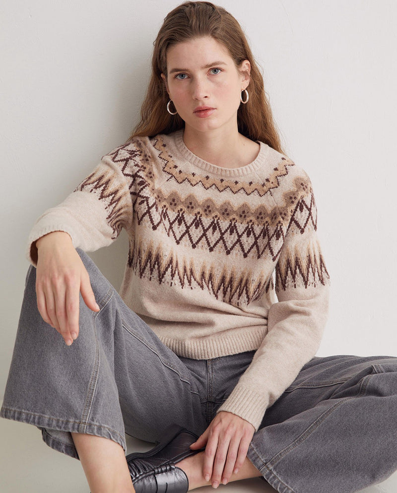 Jacquard sweater with Fairisle pattern