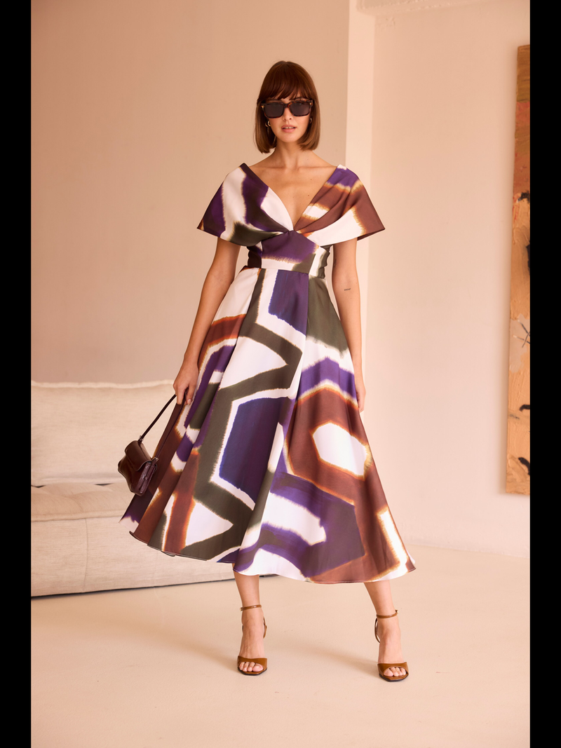 Midi flounced occasion dress