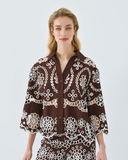 Brown and Cream Broderie Anglaise Top