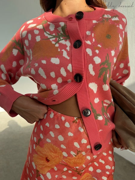 Coral poppy cardigan