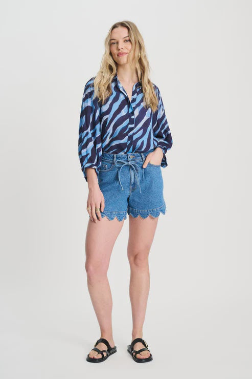 Denim Shorts with Scallop