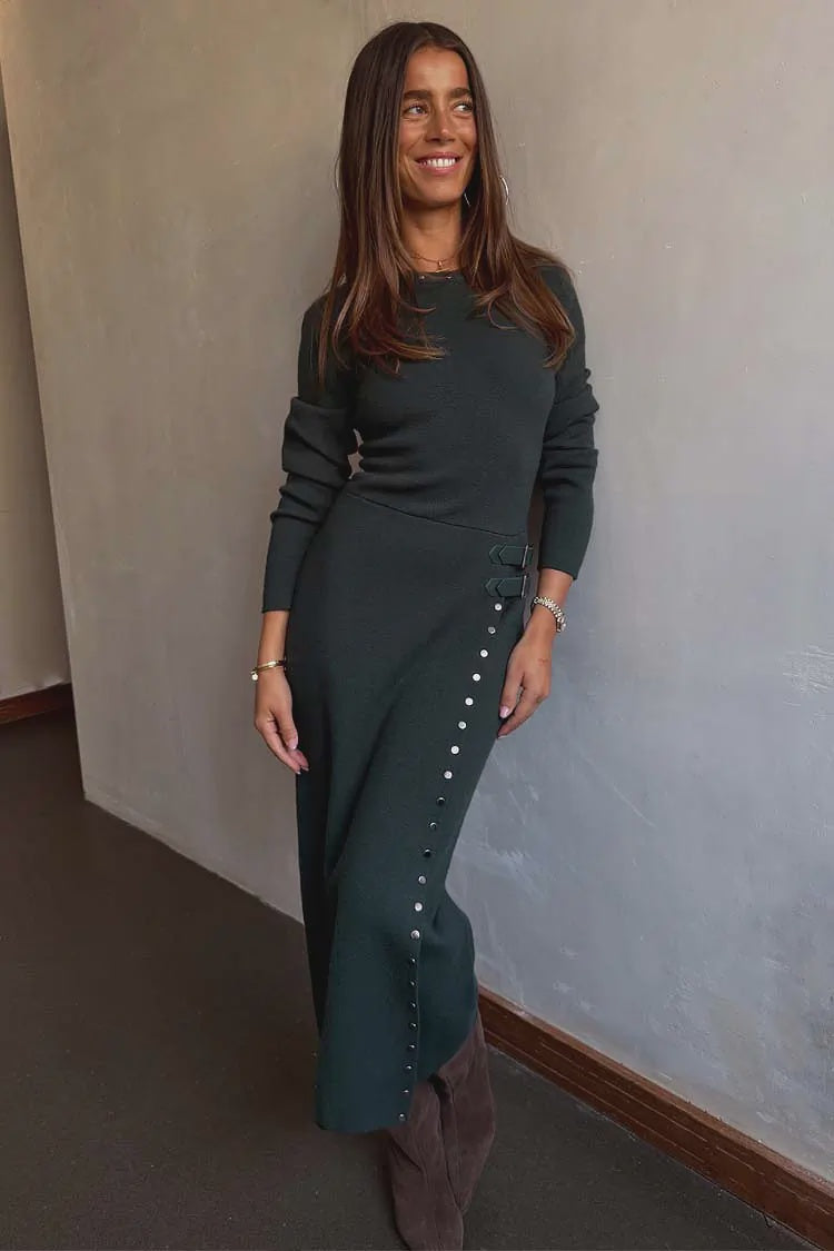Bottle green stud sammie dress