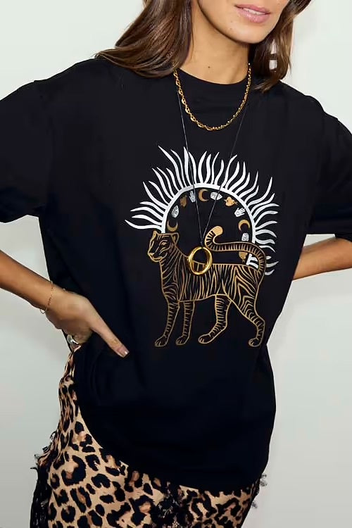 Black tiger sun T-shirt