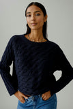 Navy SIRAH knitted cable pattern jumper