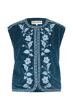Bin L vest in soft blue velour