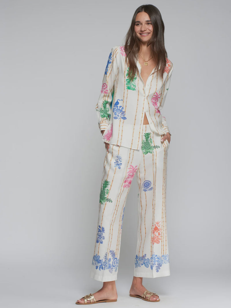 Straight Legged Bamboo Print Trouser