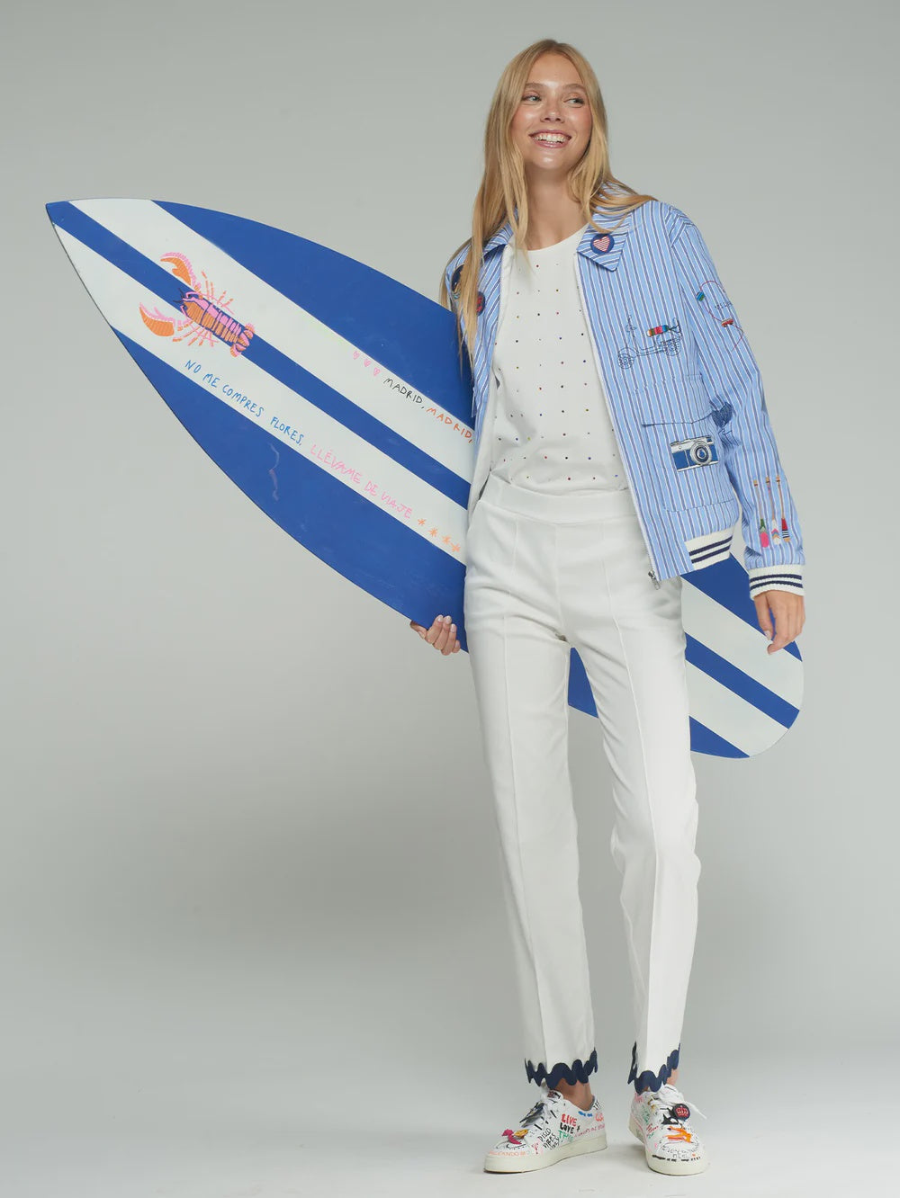 White Trouser with Navy Trim