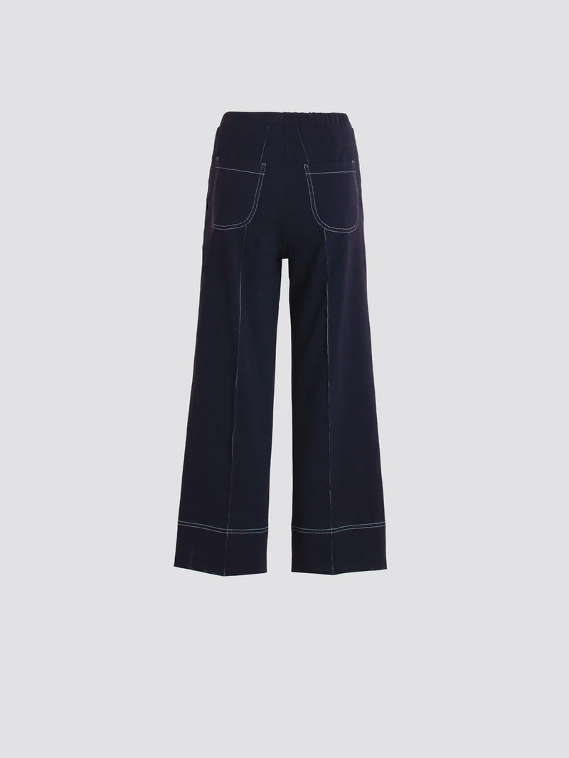 Navy Trouser with White Stitching