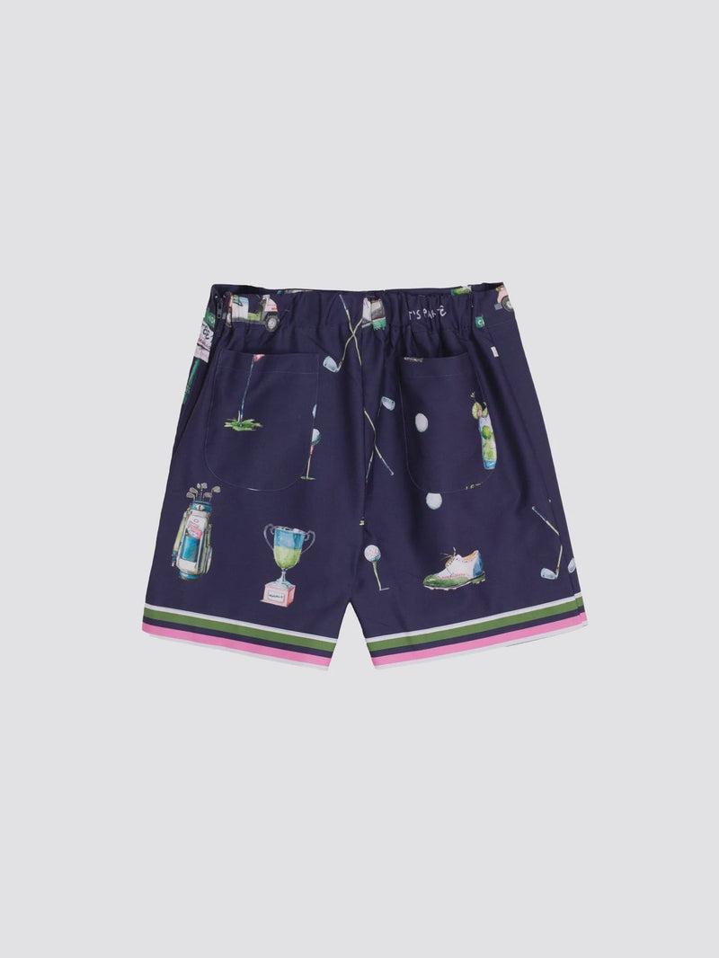 Navy Blue Golf Print Shorts