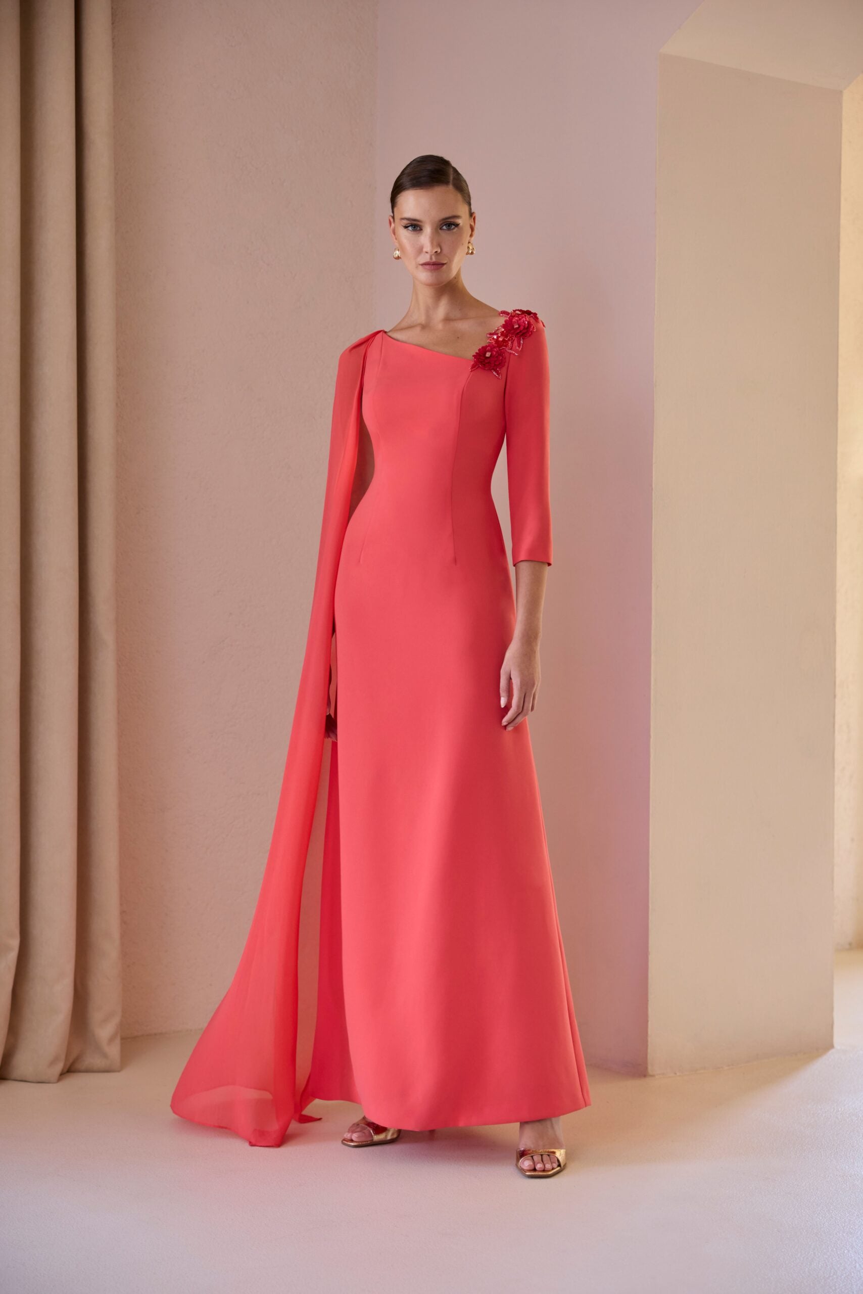 Orange dress with beaded detail