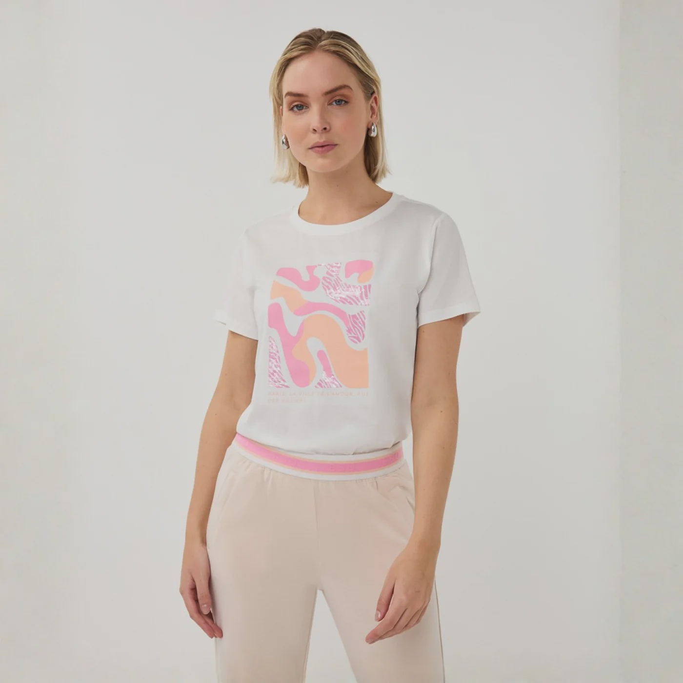 Rose/Off White T Shirt