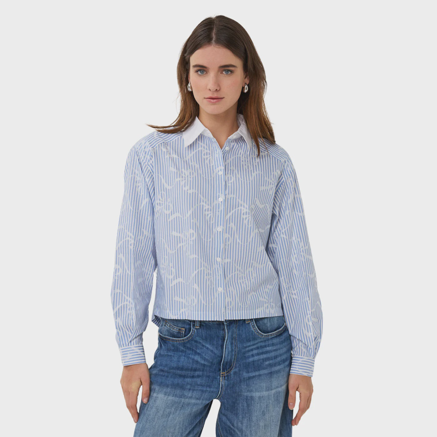 White/ Blue Bow Blouse