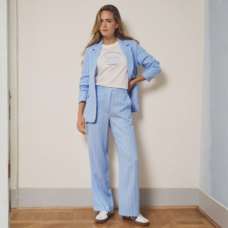 Blue and White Striped Linen Blaze
