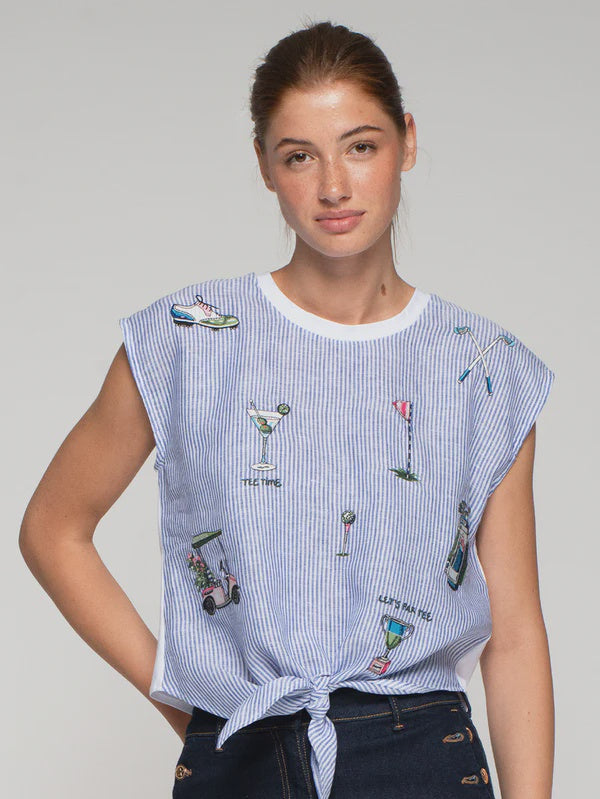 Blue striped golf t-shirt