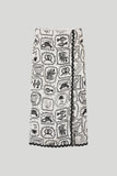 Wrap effect skirt in black and cosy white with nautical pattern and braiding