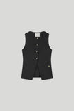 Black high neck waistcoat with attractive buttons