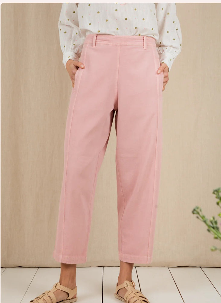 “Nova” barrel leg trousers in rosewater pink