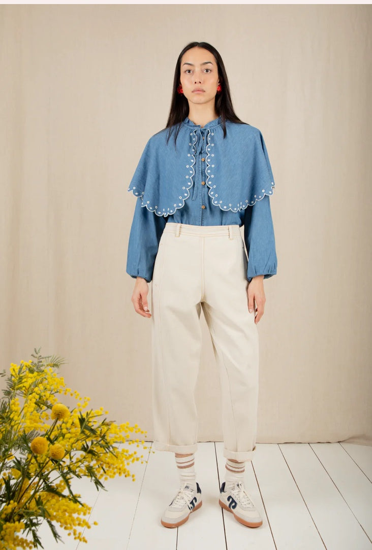 Pull on barrel leg jeans in stone