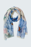 Scarf/shawl in off white, blues and blush pink