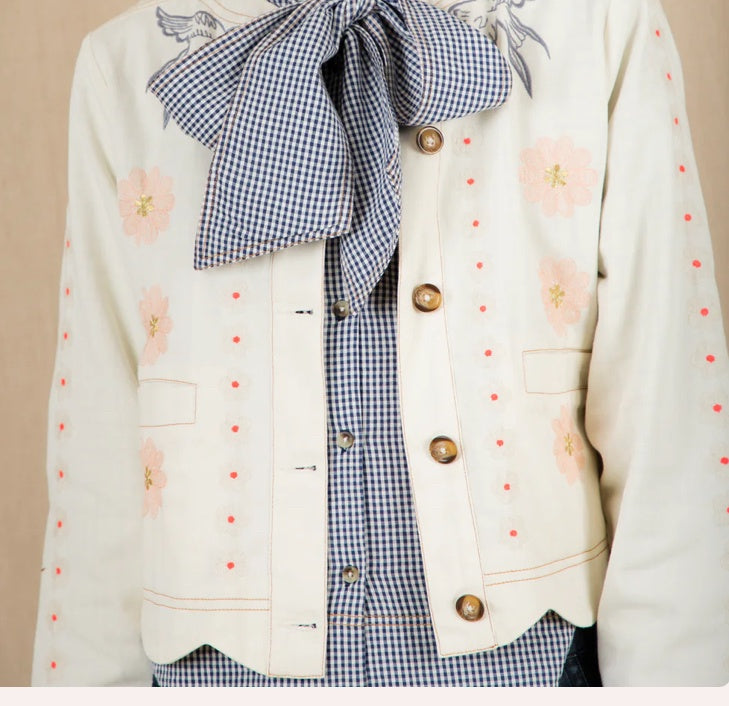 Rosie jacket in ecru with multicoloured embellishments