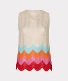 Sleeveless top with colour zig zag