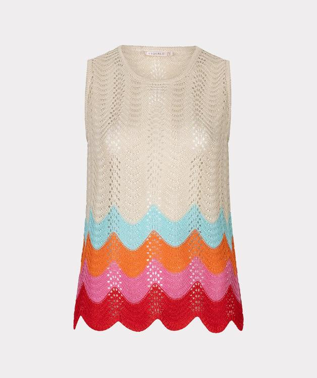 Sleeveless top with colour zig zag