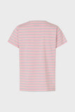 Feminine T-shirt with classic stripes and strawberry appliqué.