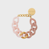Flat bracelet in gold with blush marble