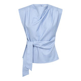 SianaCC pleat top pale blue