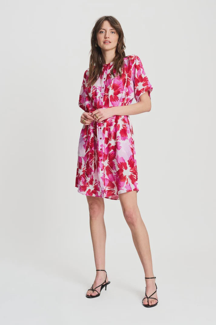 Bubble Bloom Dress in Lavender and Red