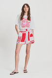 Red and Purple linen shorts